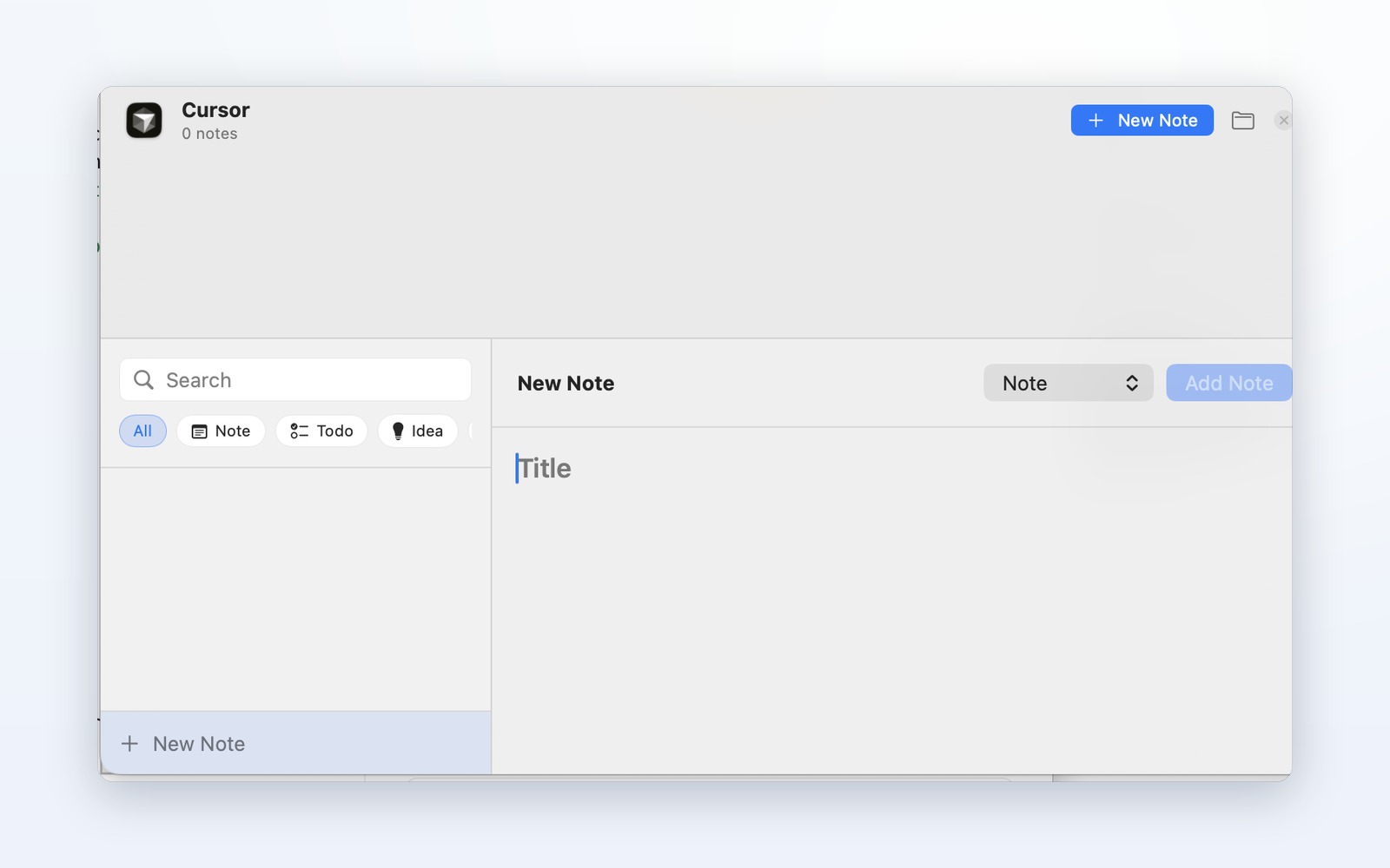 AppNote three-pane overlay beside the Cursor app